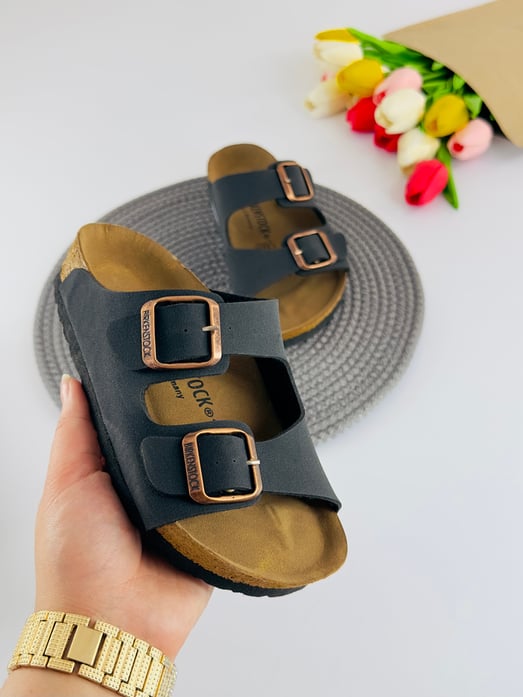 3135-1 Brknstck Düz Renk Unisex Çocuk Terlik-SİYAH
