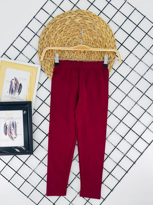 401-1 Ribanalı Şardonlu Unisex Termal Tayt-BORDO
