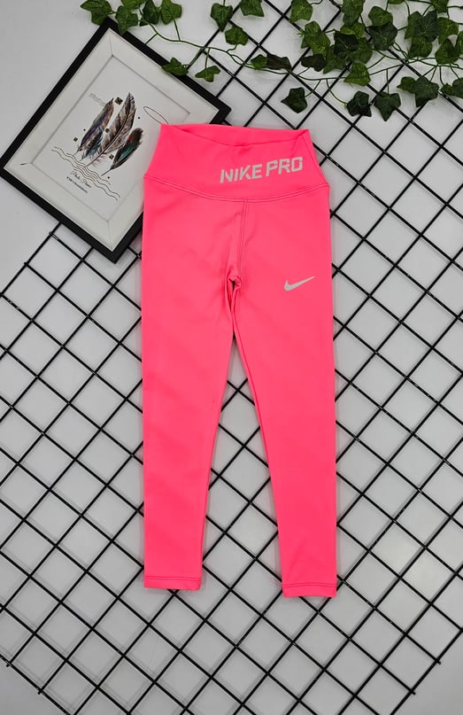 5500 Nk Pro Baskılı Viskon Kız Çocuk Sporcu Tayt (8-16 Yaş)-FOSFORLU PEMBE