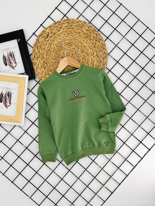 8372 Etmonc Rtorear Yazılı Erkek Çocuk Sweat-YEŞİL