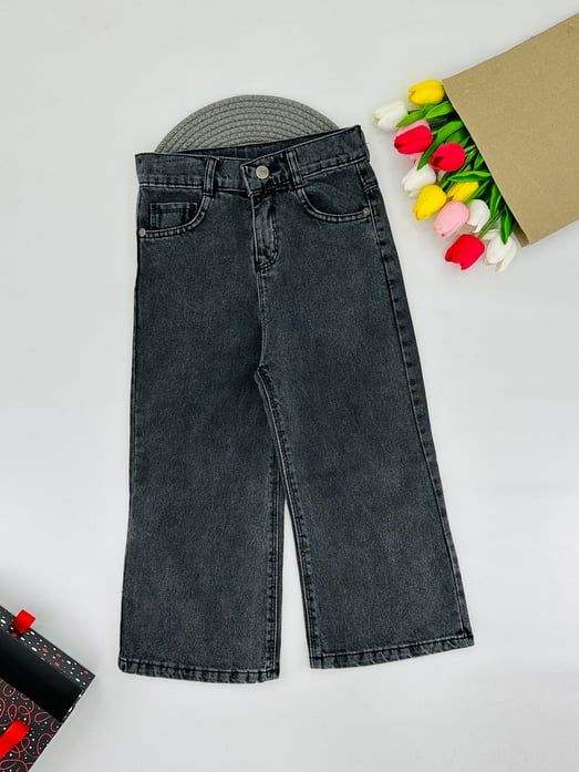 9400-24 Kız Çocuk Düz Baggy Pantolon 59773-ANTRASİT
