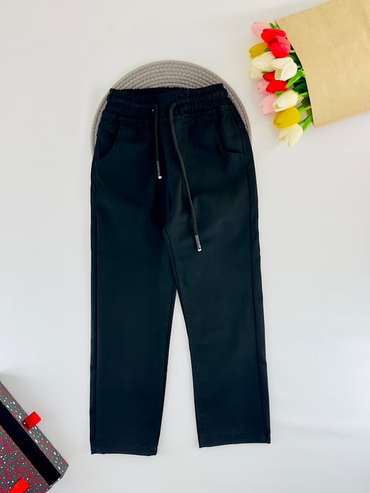 950 Bel Lastikli Cepli Unisex Çocuk Okul Pantolonu-SİYAH