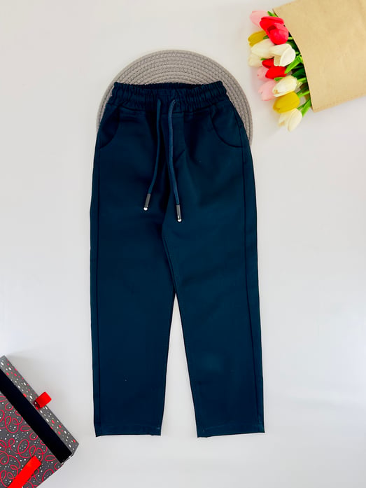 951 Bel Lastikli Cepli Unisex Çocuk Okul Pantolonu-LACİVERT