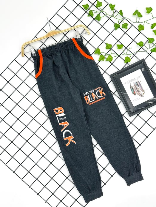 0570 Black Street Baskılı Cepli Erkek Çocuk Mevsimlik Tek Alt (11-15 Yaş)-FÜME
