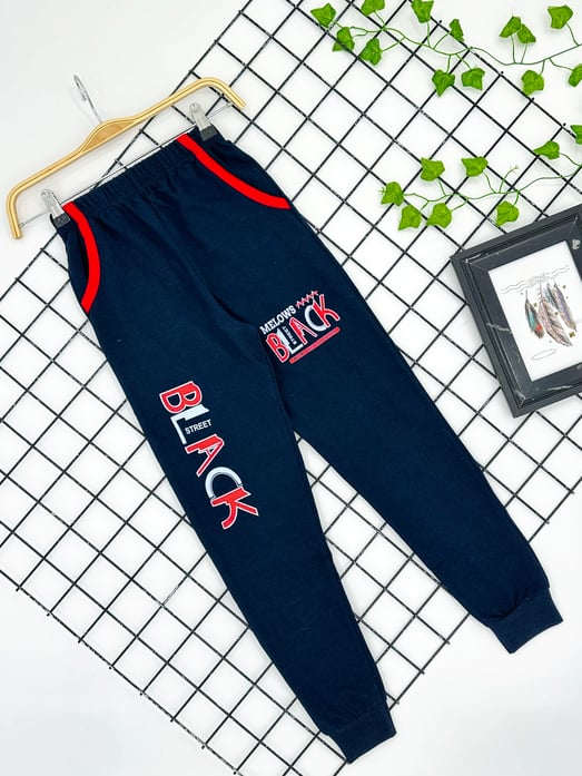 0570 Black Street Baskılı Cepli Erkek Çocuk Mevsimlik Tek Alt (11-15 Yaş)-LACİVERT