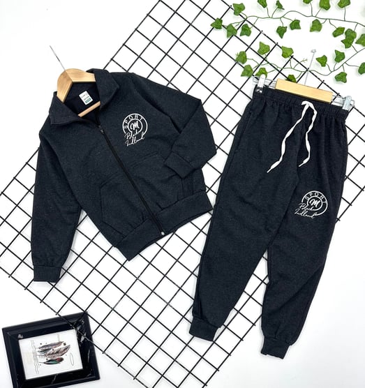 0731 Sport Black İndland Yazılı Erkek Çocuk Mevsimlik Takım (8-15 Yaş)-ANTRASİT