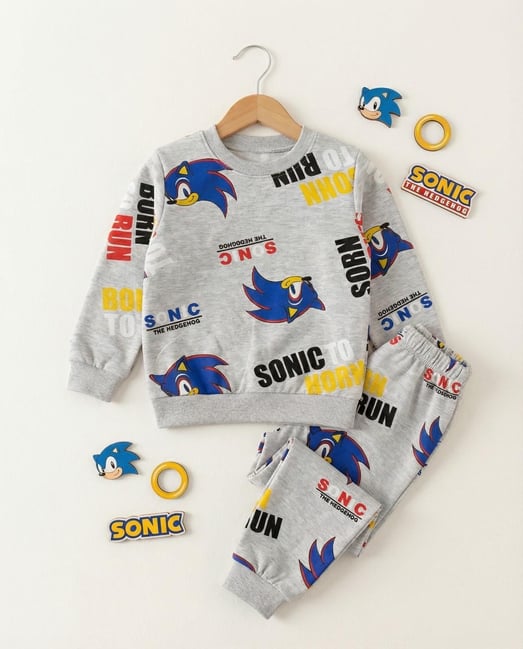 1000-56 Snc Baskılı Erkek Çocuk Pijama Takımı-GRİ