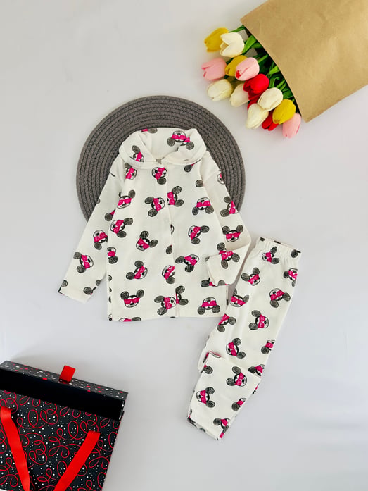 1060-1 Mk Ms Baskılı Kız Bebek Takım-FUŞYA