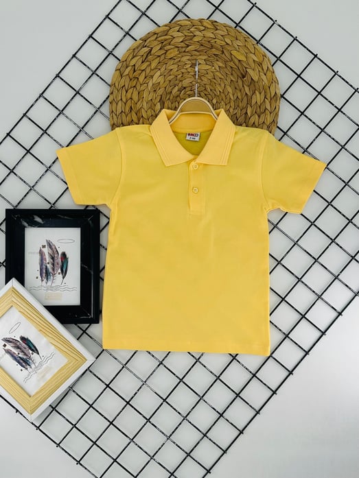 1209 Kısa Kol Unisex Yakalı Çocuk Lacost-SARI
