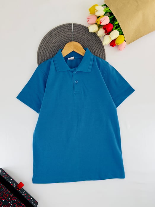 1210 Kısa Kol Unisex Yakalı Çocuk Lacost-AÇIK MAVİ