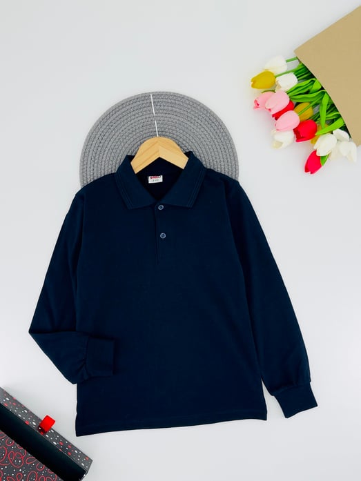 1212 Uzun Kol Unisex Yakalı Çocuk Lacost-LACİVERT