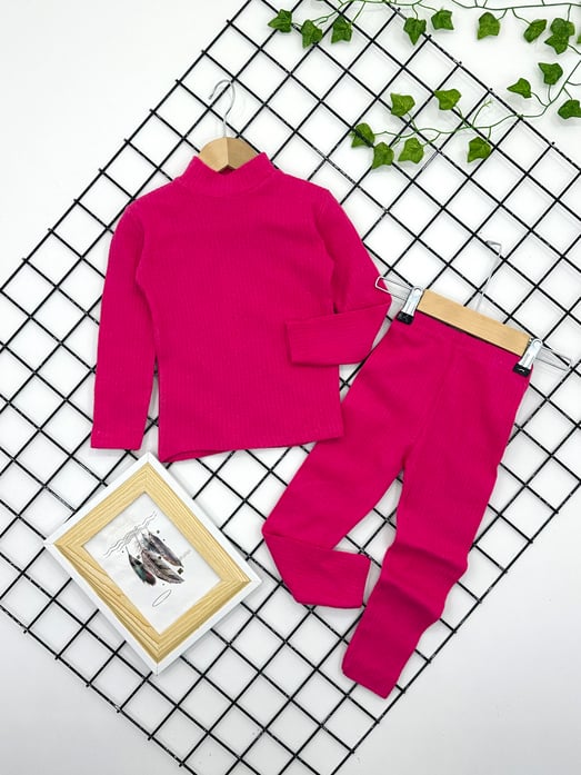1300 Fitilli Kumaş Kışlık Unisex Takım-FUŞYA