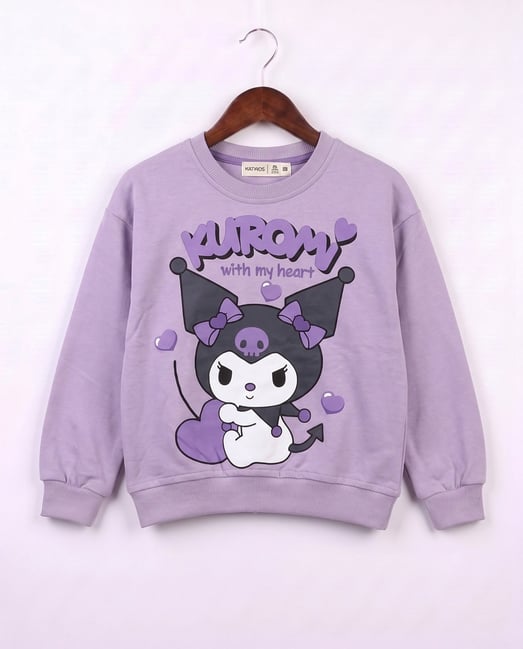 21702 Kuromi Kalp Baskılı Kız Çocuk Sweat-LİLA
