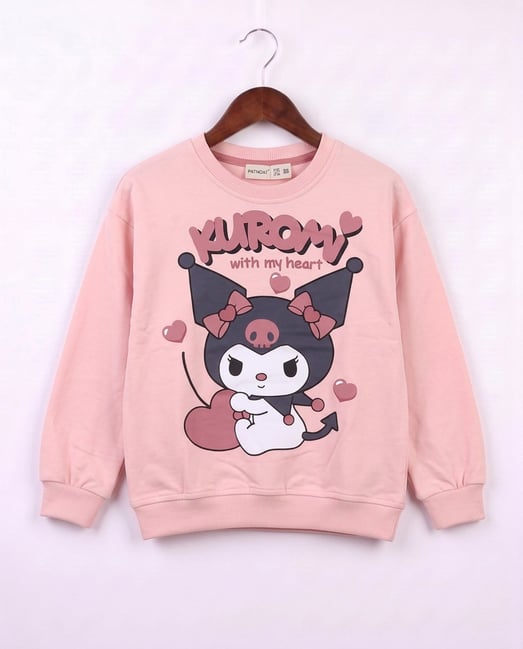 21702 Kuromi Kalp Baskılı Kız Çocuk Sweat-SOMON