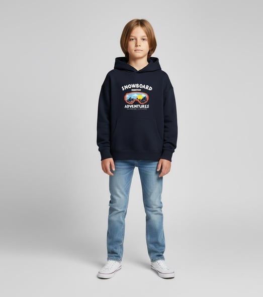 2264234 Adventures Yazılı Gözlük Baskılı Erkek Çocuk Üç İp Sweat-LACİVERT