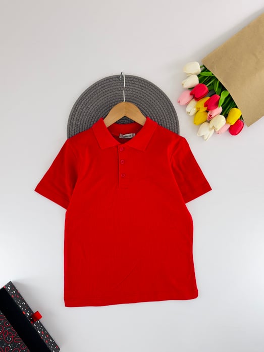 2385 Polo Yaka Unisex Çocuk Lacost-KIRMIZI