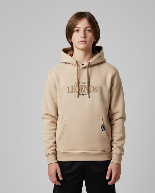 3264101 Legends Yazılı Kapşonlu Erkek Çocuk Sweat-BEJ