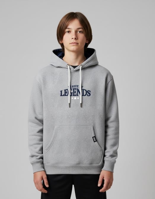 3264101 Legends Yazılı Kapşonlu Erkek Çocuk Sweat-GRİ
