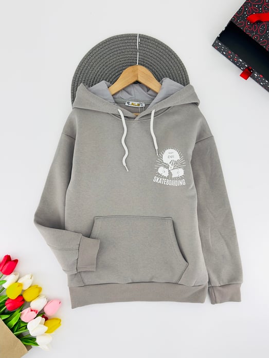 3264226 Skate Yazılı Baskılı Kapşonlu Erkek Çocuk Sweat-TAŞ