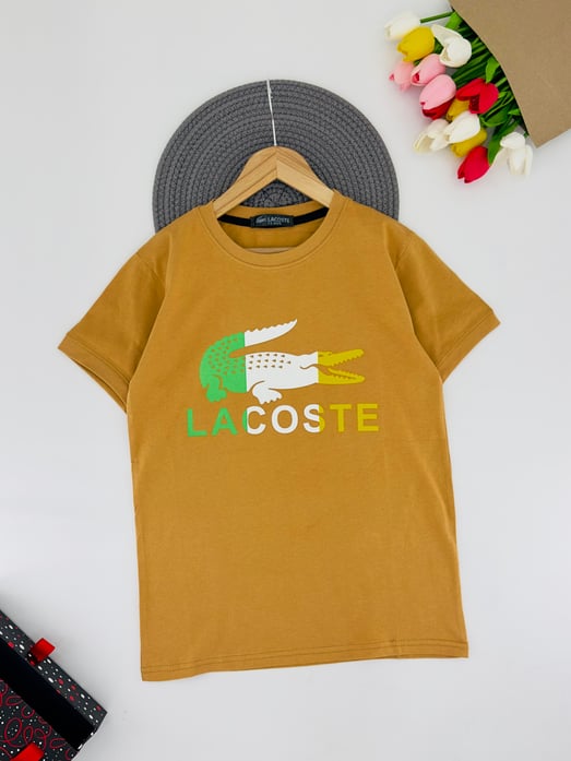 3300-49 Lcst Yazılı Baskılı Erkek Çocuk Penye Tişört 3023-TABA