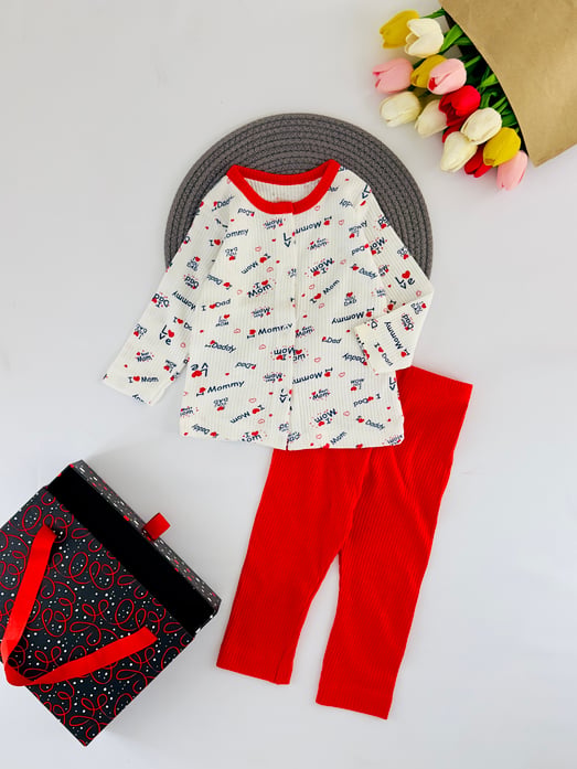 4008 I Am Dady Yazılı Çıtçıtlı Kız Bebek Raporlu Takım-BEYAZ