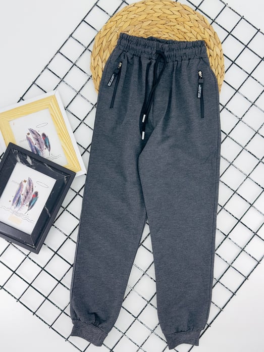 6300-2 Fashion Yazılı Yanları Fermuarlı Erkek Çocuk Tek Alt-ANTRASİT