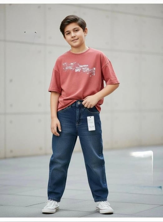 825-4 Erkek Çocuk Baggy Kot Pantolon (11/15 Yaş)-TİNT