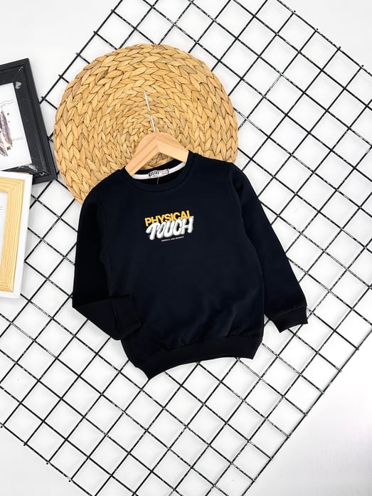 8316 Physıcal Touch Yazılı Erkek Çocuk Sweat-SİYAH