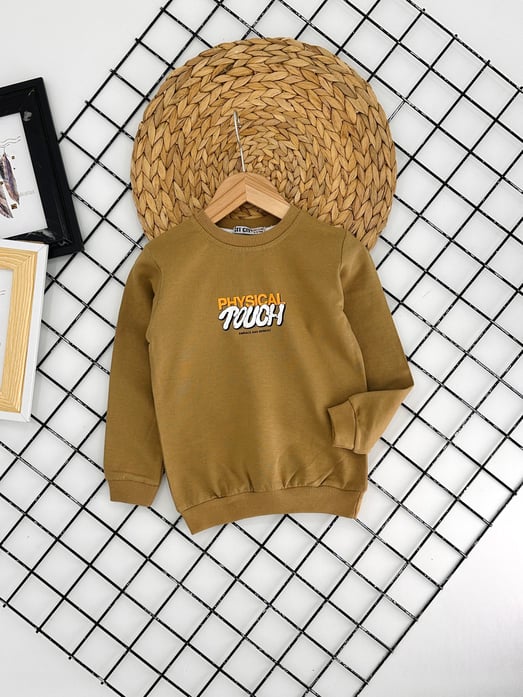 8316 Physıcal Touch Yazılı Erkek Çocuk Sweat-BEJ