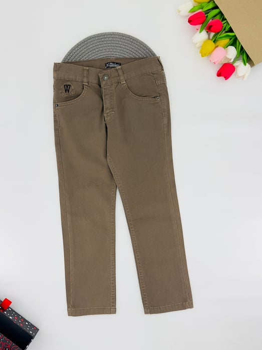 9400-11 Erkek Çocuk Garson Boy Renkli Keten Pantolon 2067-KAHVE