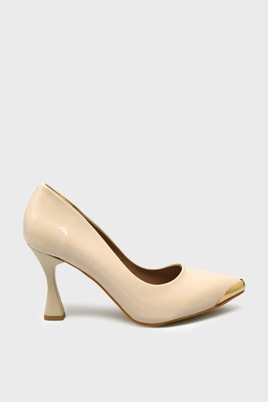 Kanuga Kadın Kadeh Topuk Stiletto Ayakkabı Bej Rugan LPA1302