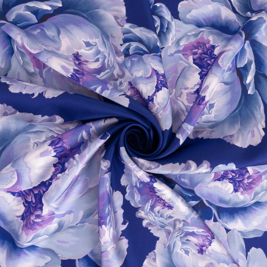 Peony Desen İpek Twill Eşarp