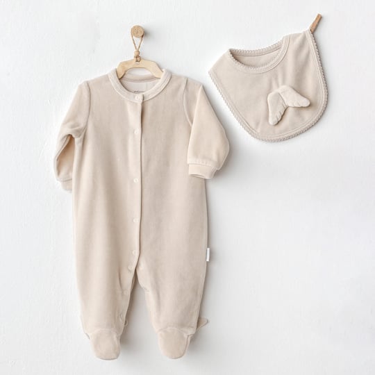 Andywawa Bebek Bibs Set Tulum Takım Bej AC25324 