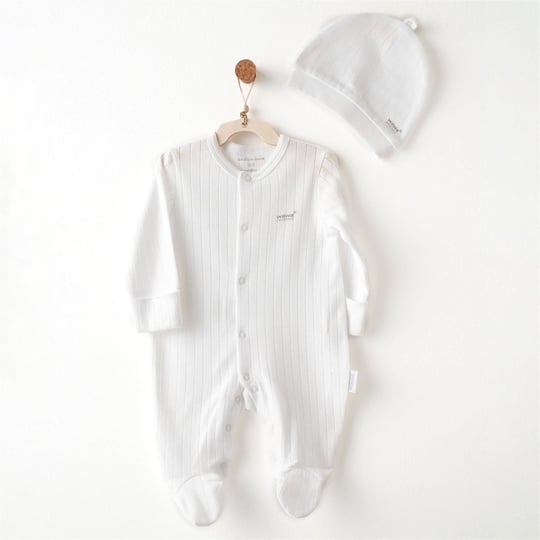 Andywawa Bebek Hello Elephant Patikli Romper Tulum Beyaz AC26592