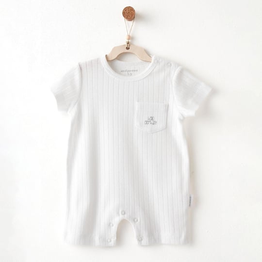Andywawa Bebek Hello Elephant Romper Tulum Beyaz AC26588
