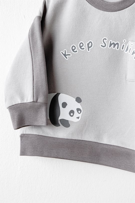 Andywawa Bebek Keep Smiling Alt Üst Takım Gri AC26027