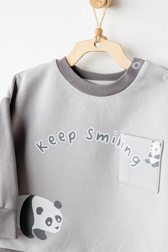 Andywawa Bebek Keep Smiling Alt Üst Takım Gri AC26027