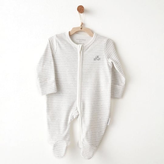 Andywawa Bebek Romper Hello Elephant Patikli Tulum Gri AC26586
