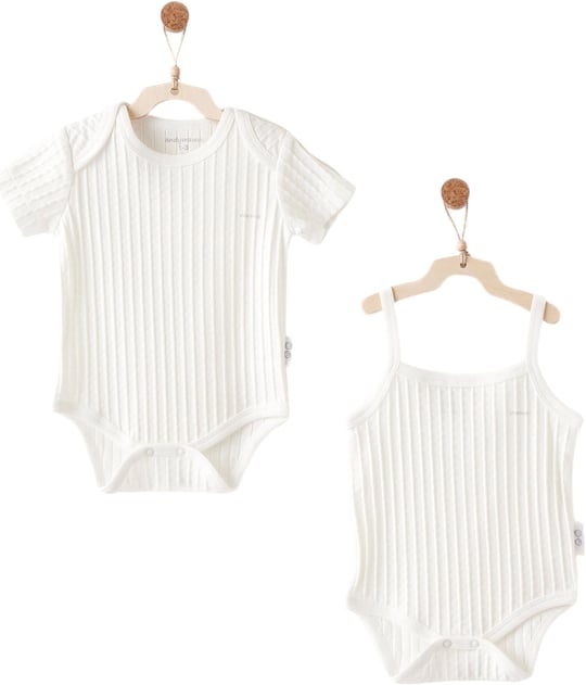 Andywawa Bebek Summer Time Jakarlı 2li Zıbın Set Ekru AC26505