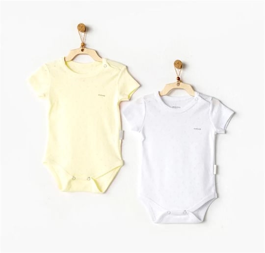 Andywawa Bebek Yarım Kollu 2'li Basic Body Sarı-Beyaz AC25554