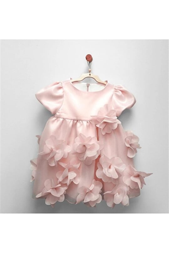 Andywawa Kız Bebek Baby Chic Fırfırlı Çiçek Baskılı Elbise Pembe AC26777