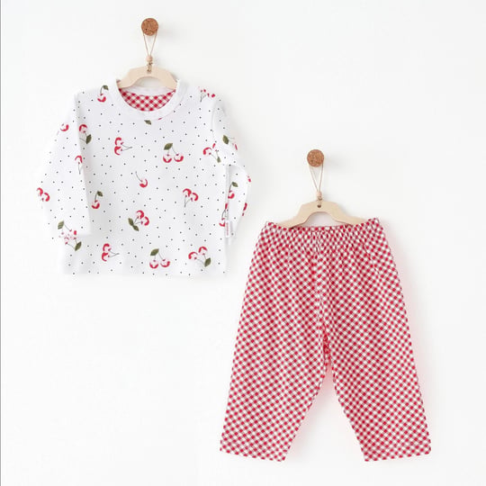 Andywawa Kız Bebek Cherry Chatty Alt Üst Takım Kırmızı AC26691