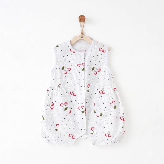 Andywawa Kız Bebek Cherry Chatty Romper Tulum Ekru AC26681