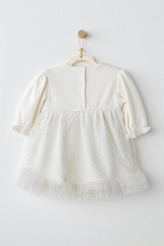 Andywawa Kız Bebek Dress Bow Bliss Elbise Ekru AC26257