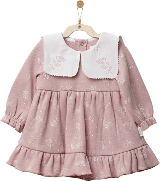 Andywawa Kız Bebek Dress Royal Baby Yakalı Fırfırlı Elbise Pembe AC27253