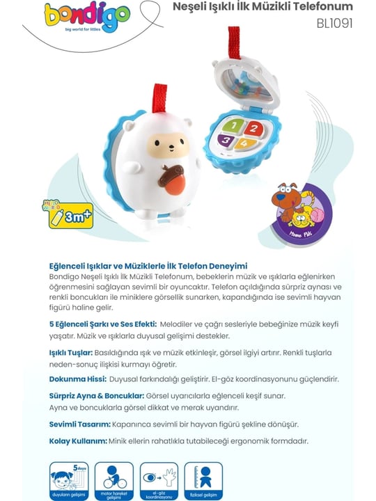 Bondigo Neşeli Işıklı İlk Müzikli Telefonum BL1091