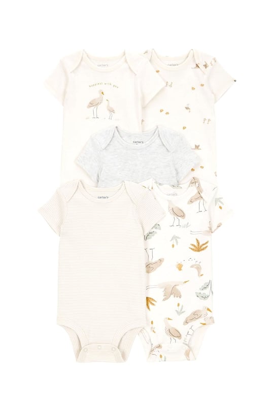 Carters Bebek Layette 5li Kısa Kollu Zıbın Set Krem 1T006810