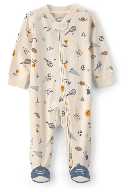 Carters Erkek Bebek Fermuarlı Patikli Tulum Krem 1V707510