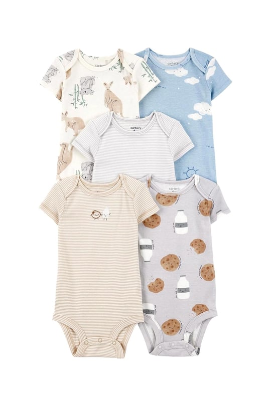 Carters Erkek Bebek Layette Kısa Kollu 5li Body Set Renkli 1T009310