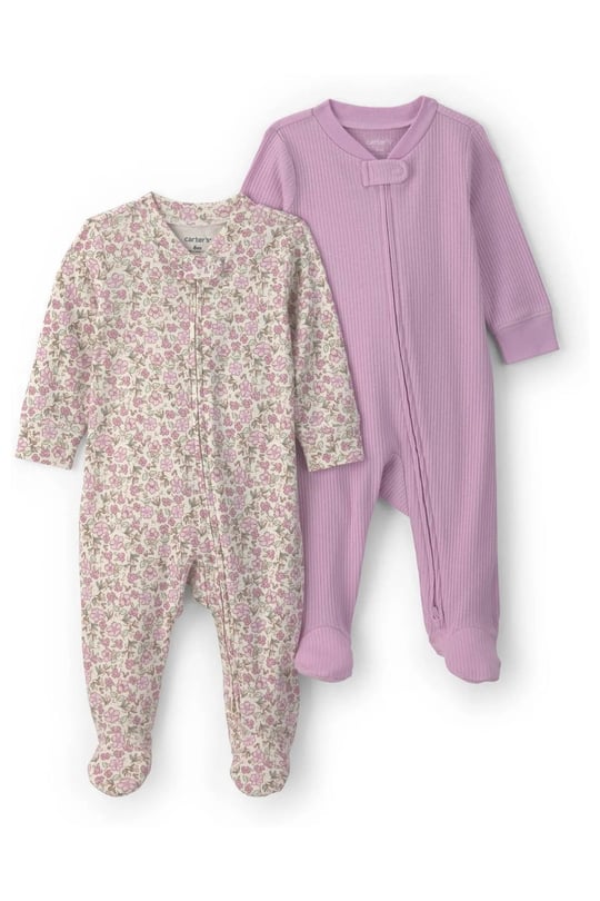 Carters Kız Bebek 2li Fermuarlı Patikli Tulum Lila 1V322010
